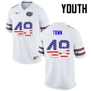 Youth Florida Gators #49 Cameron Town NCAA Nike White USA Flag Fashion Authentic Stitched College Football Jersey GMI1862VL